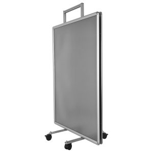 Cavalletto pubblicitario 70x100 trolley con ruote frenanti vista laterale