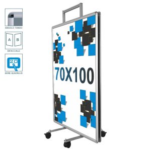 Cavalletto pubblicitario trolley 70x100 con ruote frenanti
