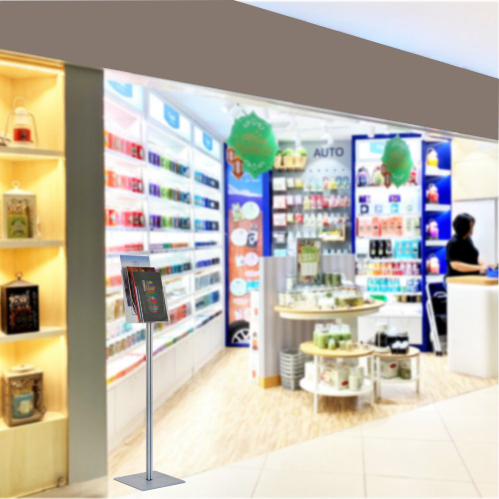 Portadepliant a piantana 3 tasche A4 serie quadra ambientato