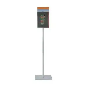 Portadepliant a piantana 3 tasche A4 serie quadra vista frontale con cataloghi