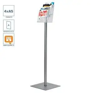 Porte-brochures sur pied avec 4 pochettes A5 - Série Quadra