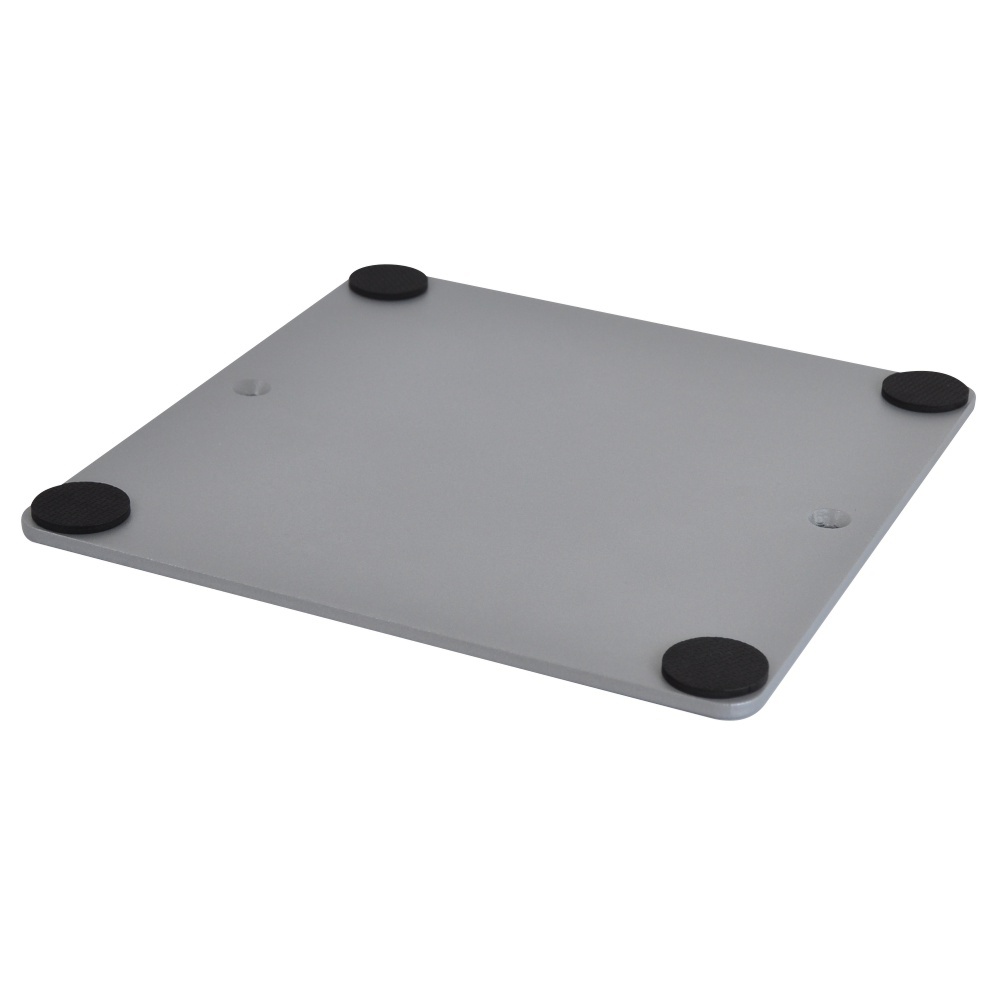 Base quadrata silver 325x325 mm con doppio foro per espositori pubblicitari vista sotto