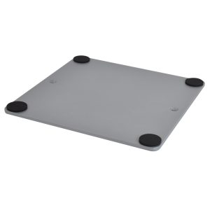 Base quadrata silver 420x420 mm con doppio foro per espositori pubblicitari vista sotto