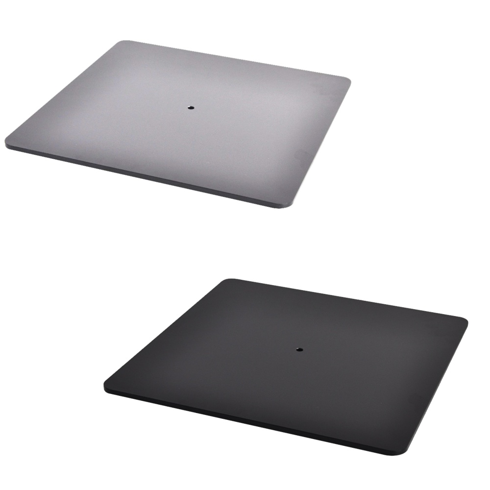 Base quadrata silver nera 325x325 mm con foro centrale per espositori pubblicitari