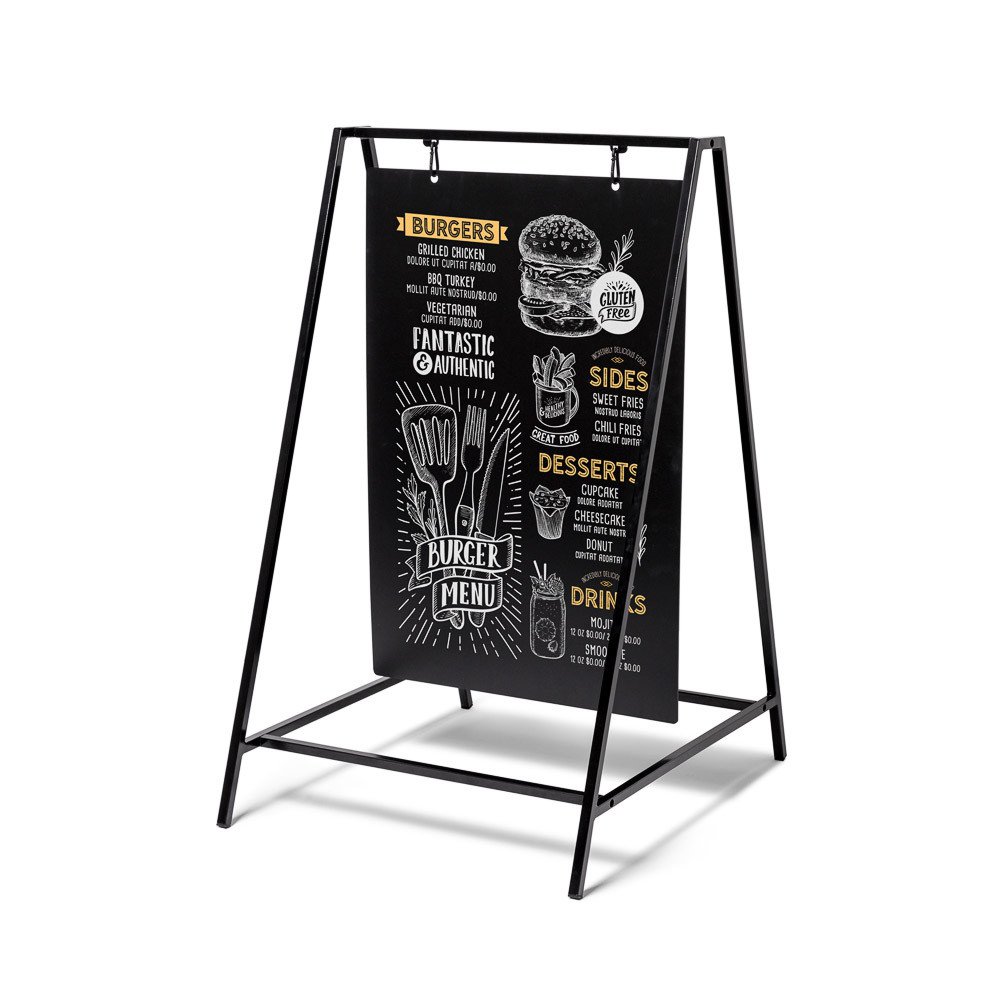 Lavagna Bistrot Francese In Legno – Doppio Fronte Con Gancio In Iuta – 25x30 Cm – Per Matrimoni, Feste, Casa