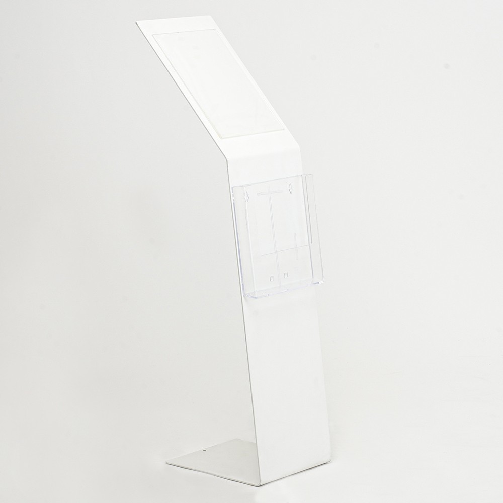 Leggio pavimento metallo bianco una tasca porta avvisi e portadepliant A4 base L 2