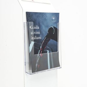 Leggio pavimento metallo bianco una tasca porta avvisi e portadepliant A4 base L dettaglio