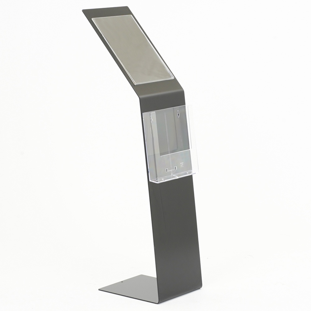 Leggio pavimento metallo nero una tasca porta avvisi e portadepliant A4 base L 2