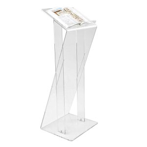 Leggio trasparente a podio con ripiano reggi libro