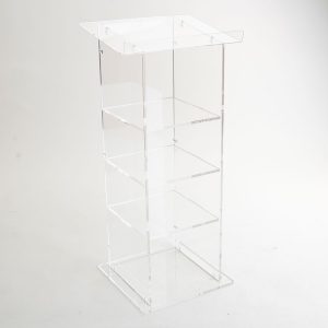 Pupitre transparent avec étagère à livres et trois tablettes – Image 4