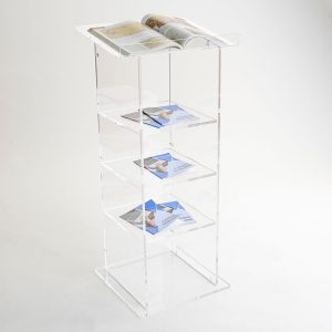 Pupitre transparent avec étagère à livres et trois tablettes – Image 3