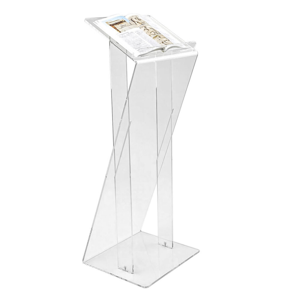 Leggio trasparente a podio con ripiano reggi libro