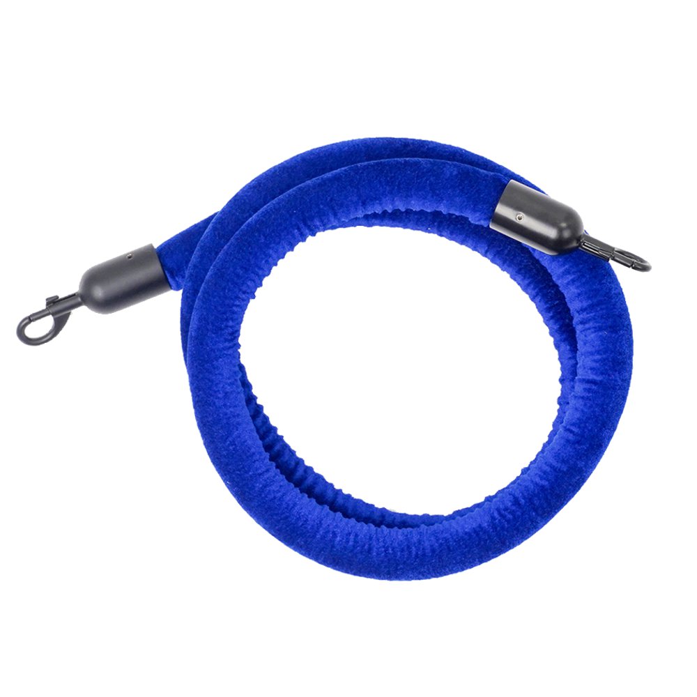 Cordone in velluto blu morsetti nero satinato per colonnina segna percorso