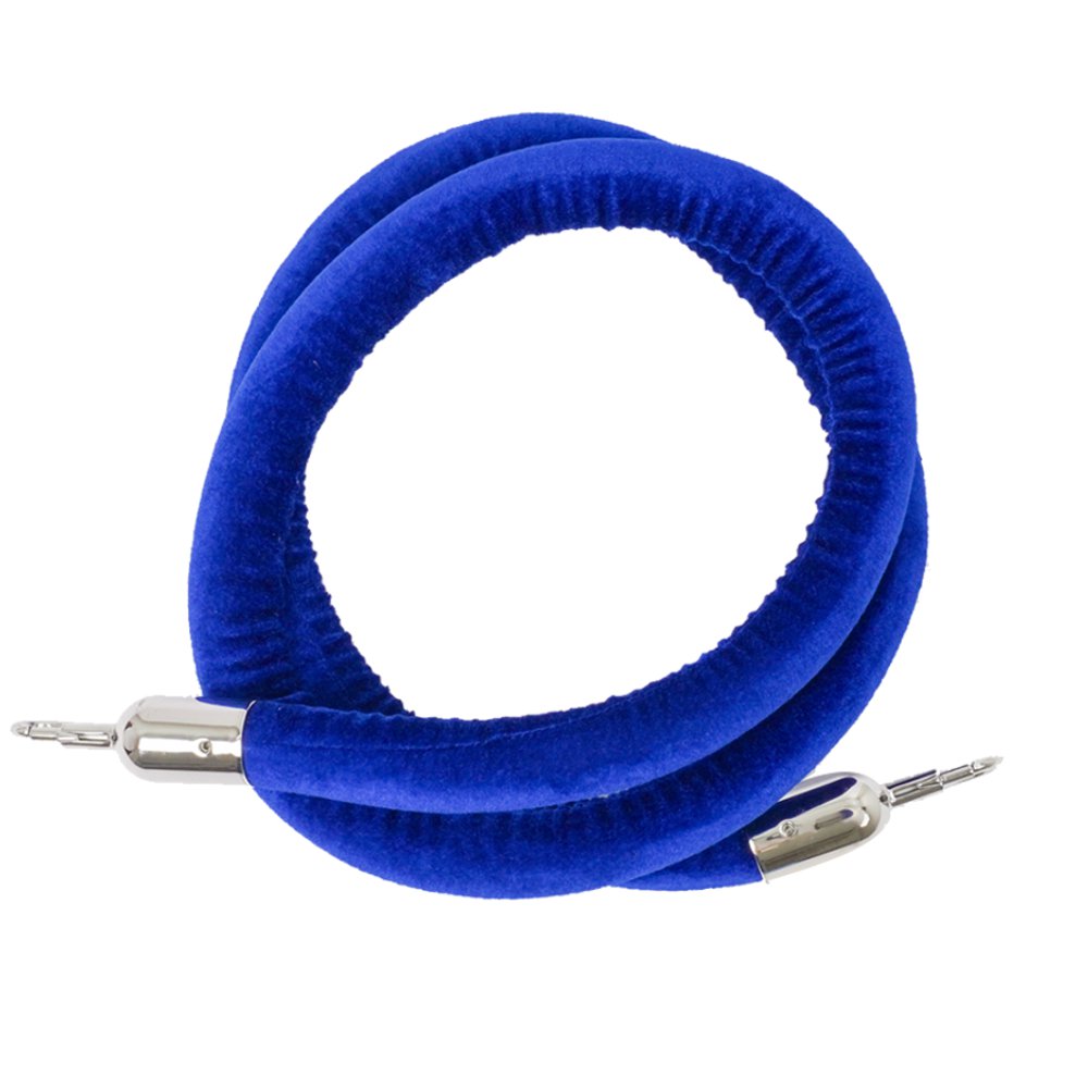 Cordone in velluto blu morsetti silver per colonnina segna percorso