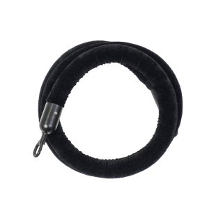 Cordone in velluto nero morsetti nero satinato per colonnina segna percorso