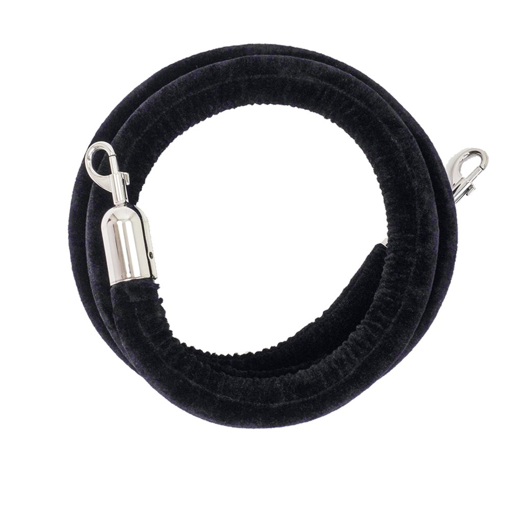 Cordone in velluto nero morsetti silver per colonnina segna percorso