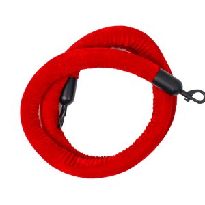 Cordone in velluto rosso morsetti nero satinato per colonnina segna percorso