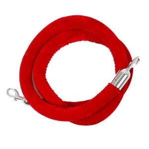 Cordone in velluto rosso morsetti silver per colonnina segna percorso