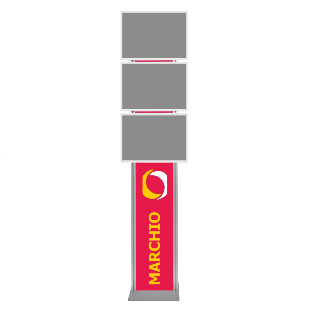 Espositore con cornice a scatto 3xa3 angoli vivi con doppio montante con personalizzazione