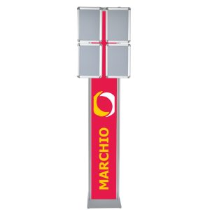 Espositore con cornice a scatto 4xa4 angoli tondi con doppio montante con personalizzazione