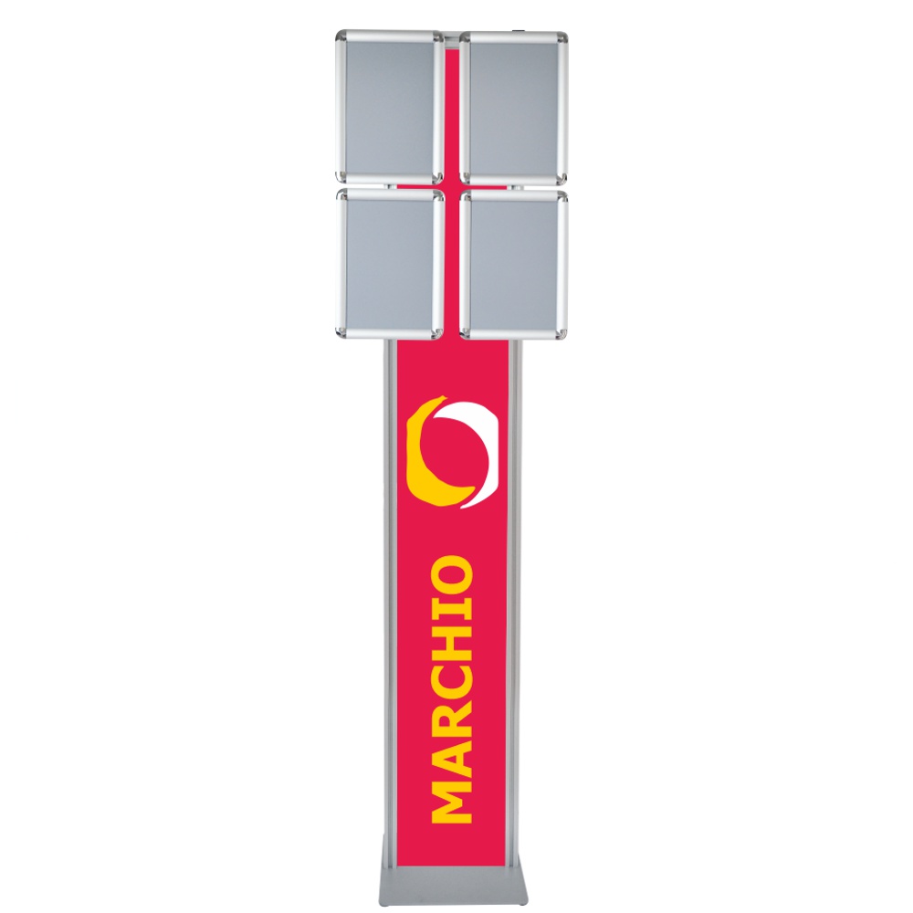 Espositore con cornice a scatto 4xa4 angoli tondi con doppio montante con personalizzazione