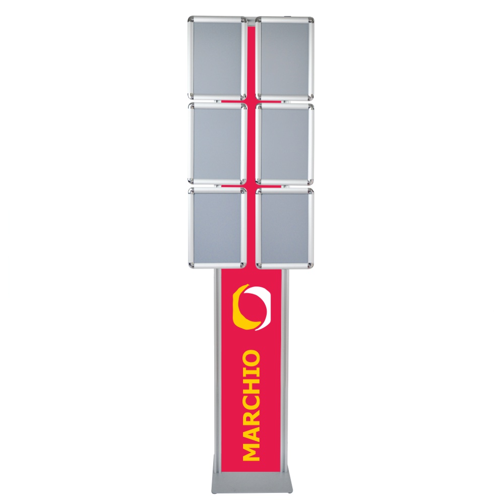 Espositore con cornice a scatto 6xa4 angoli tondi con doppio montante con personalizzazione