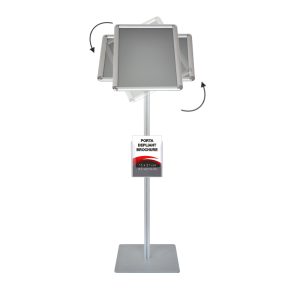 Leggio con cornice a scatto A3 orientabile orizzontale e verticale angoli tondi e portadepliant a5