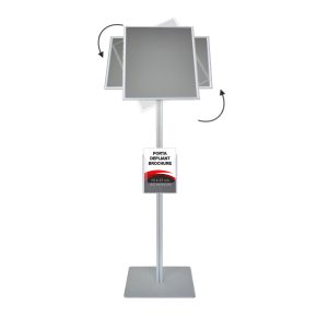 Leggio con cornice a scatto A3 orientabile orizzontale e verticale angoli vivi e portadepliant a5