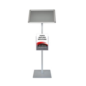 Leggio con cornice a scatto A3 orizzontale orientabile angoli tondi con portadepliant A4