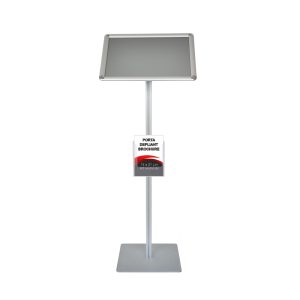 Leggio con cornice a scatto A3 orizzontale orientabile angoli tondi con portadepliant A5