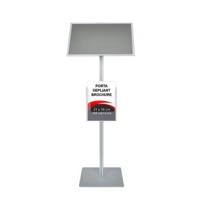 Leggio con cornice a scatto A3 orizzontale orientabile angoli vivi con portadepliant A4