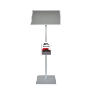 Leggio con cornice a scatto A3 orizzontale orientabile angoli vivi con portadepliant A5