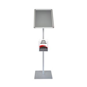 Leggio con cornice a scatto A3 verticale orientabile angoli tondi con portadepliant A5