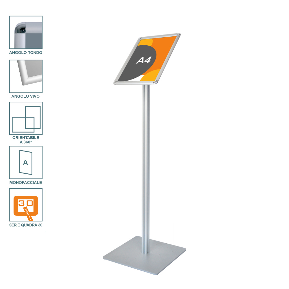 Leggio con cornice a scatto A4 orientabile serie quadra