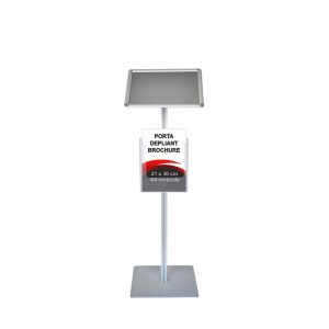 Leggio con cornice a scatto A4 orizzontale orientabile angoli tondi con portadepliant A4