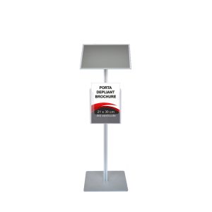 Leggio con cornice a scatto A4 orizzontale orientabile angoli vivi con portadepliant A4