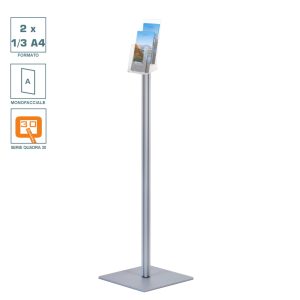 Freestanding brochure holder with 2 pockets 1/3 A4 - Quadra Series