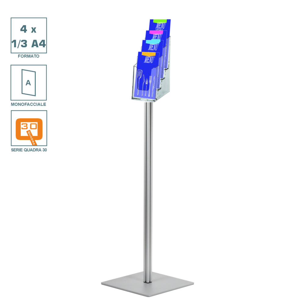 Portadepliant a piantana 4 tasche 1 3 A4 serie quadra