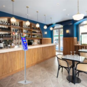 Porte-brochures sur pied avec 4 pochettes 1 3 A4 - série carrée - set