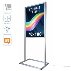 Espositore con cornice a scatto 70x100 bifacciale luminosa