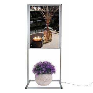 Espositore con cornice a scatto 70x100 bifacciale luminosa base light vista frontale 2