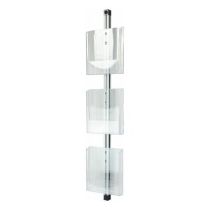 Porta cataloghi da parete con 3 tasche A4 trasparenti vista laterale