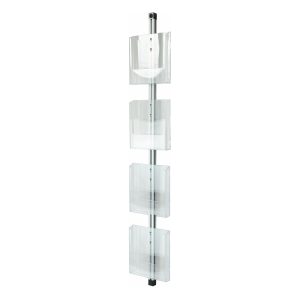 Porta cataloghi da parete con 4 tasche A4 trasparenti vista laterale