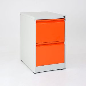 Classeur orange avec 2 tiroirs verrouillables