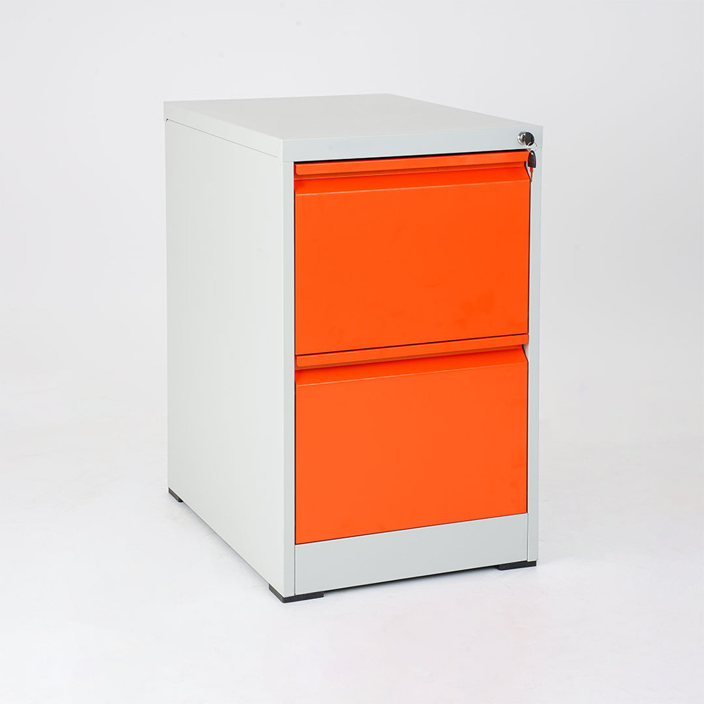 Classeur orange avec 2 tiroirs verrouillables