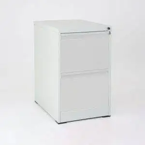 Gray filing cabinet with 2 lockable drawers