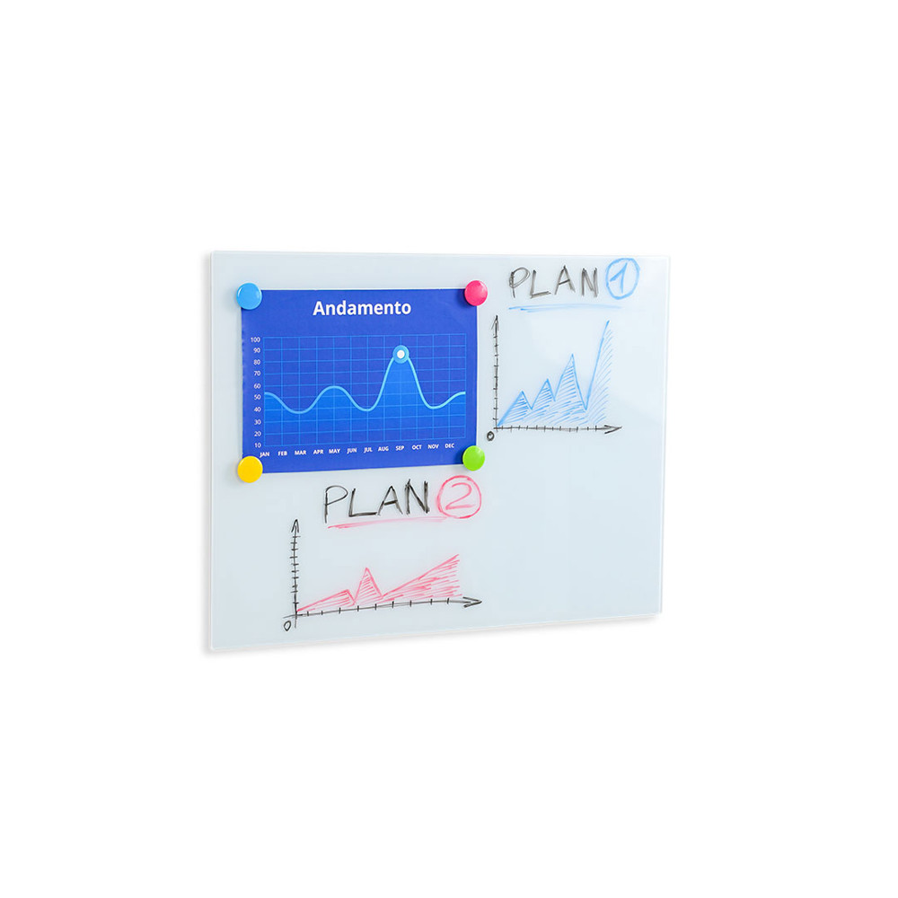 Lavagna magnetica bianca in vetro temperato scrivibile e cancellabile 60x45 cm 2