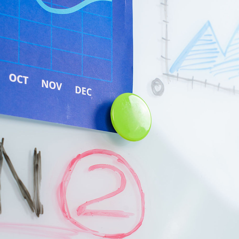 Lavagna magnetica bianca in vetro temperato scrivibile e cancellabile calamita