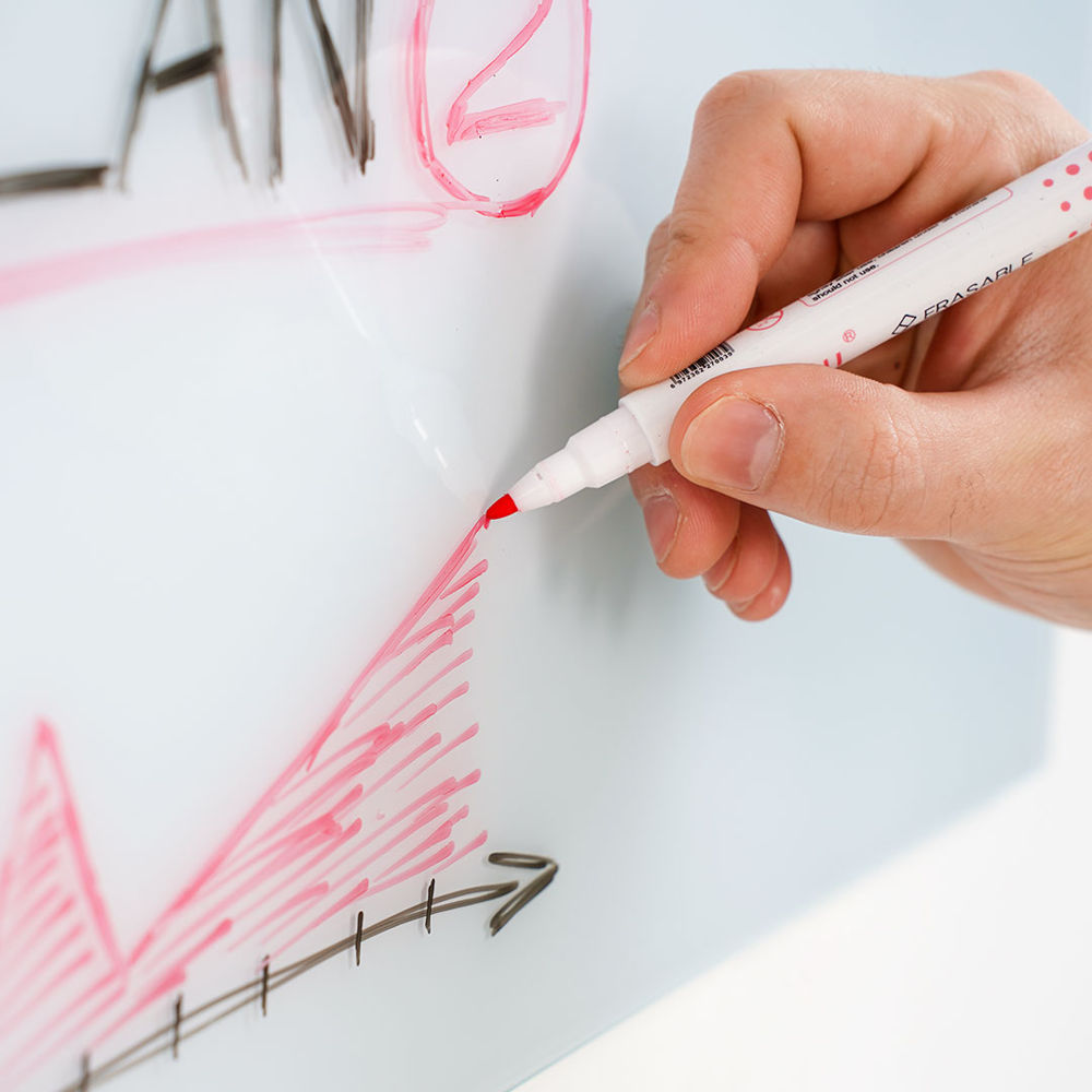 Lavagna magnetica bianca in vetro temperato scrivibile e cancellabile scrittura2