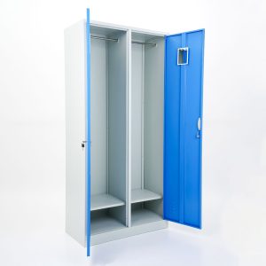 Vestiaire mètallique 2 portes avec serrure et accessoires internes_détail de la porte ouverte